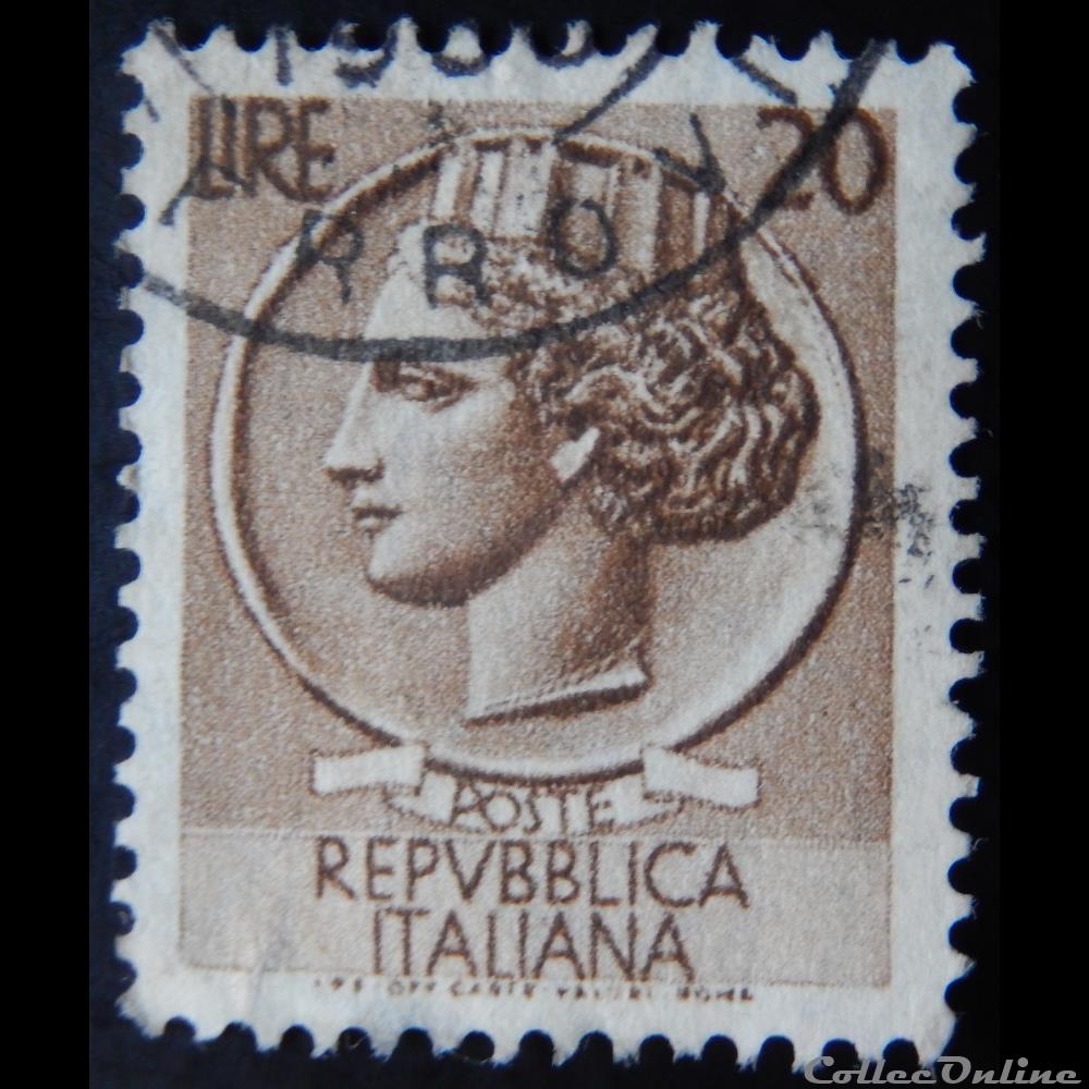 Italie 00651 pièce de Syracuse 20 lires de 1953 4 timbre europe italie 00651 piece de syracuse 20 lires de 1953