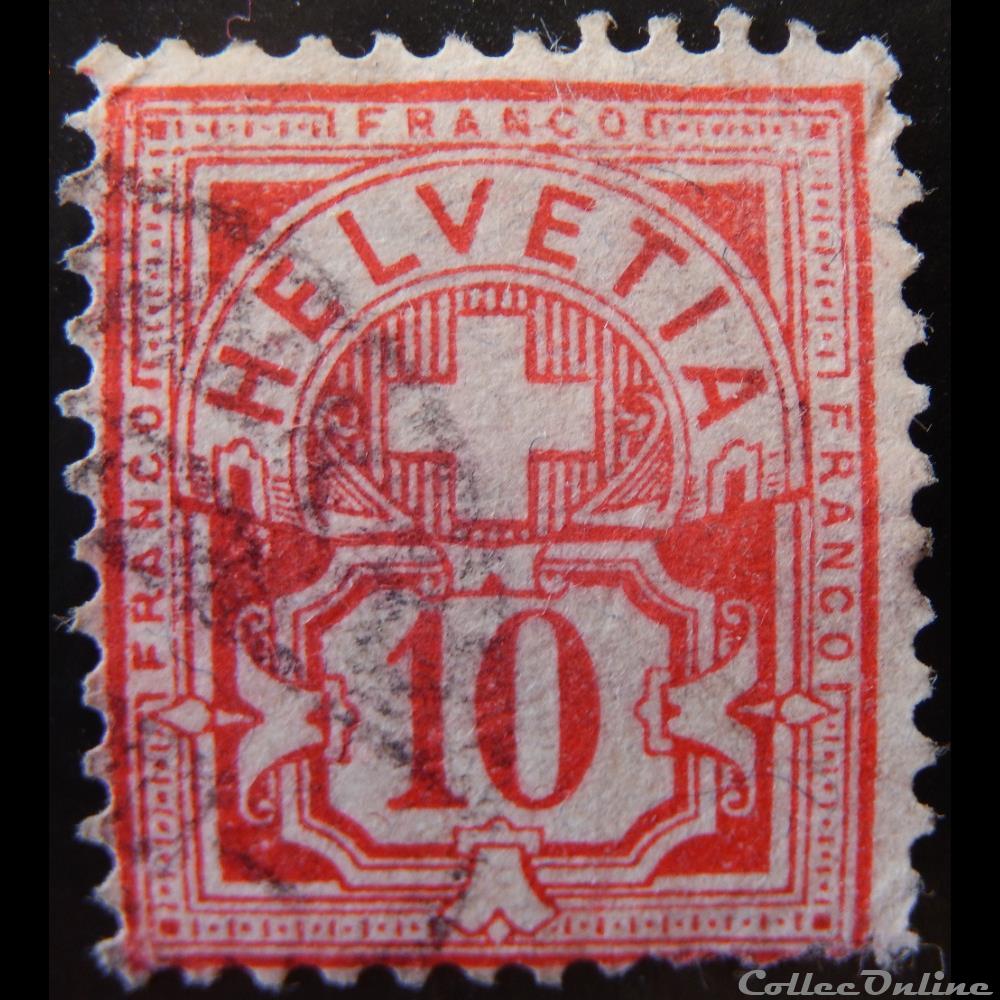 Suisse 00060 Croix 10cts de 1882 timbre europe suisse 00060 croix 10cts de 1882