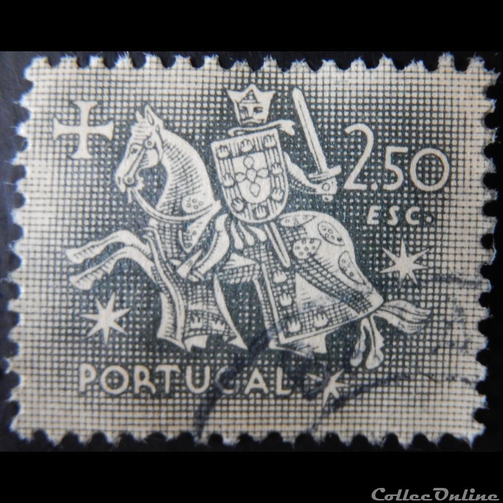 Portugal 00784 chevalier à cheval 2.50$ de 1953 timbre europe portugal 00784 chevalier a cheval 2 50 de 1953