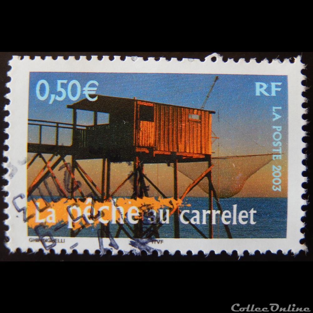 03560 La France à vivre La pêche au carrelet 0.50€ timbre 03560 la france a vivre la peche au carrelet 0 50