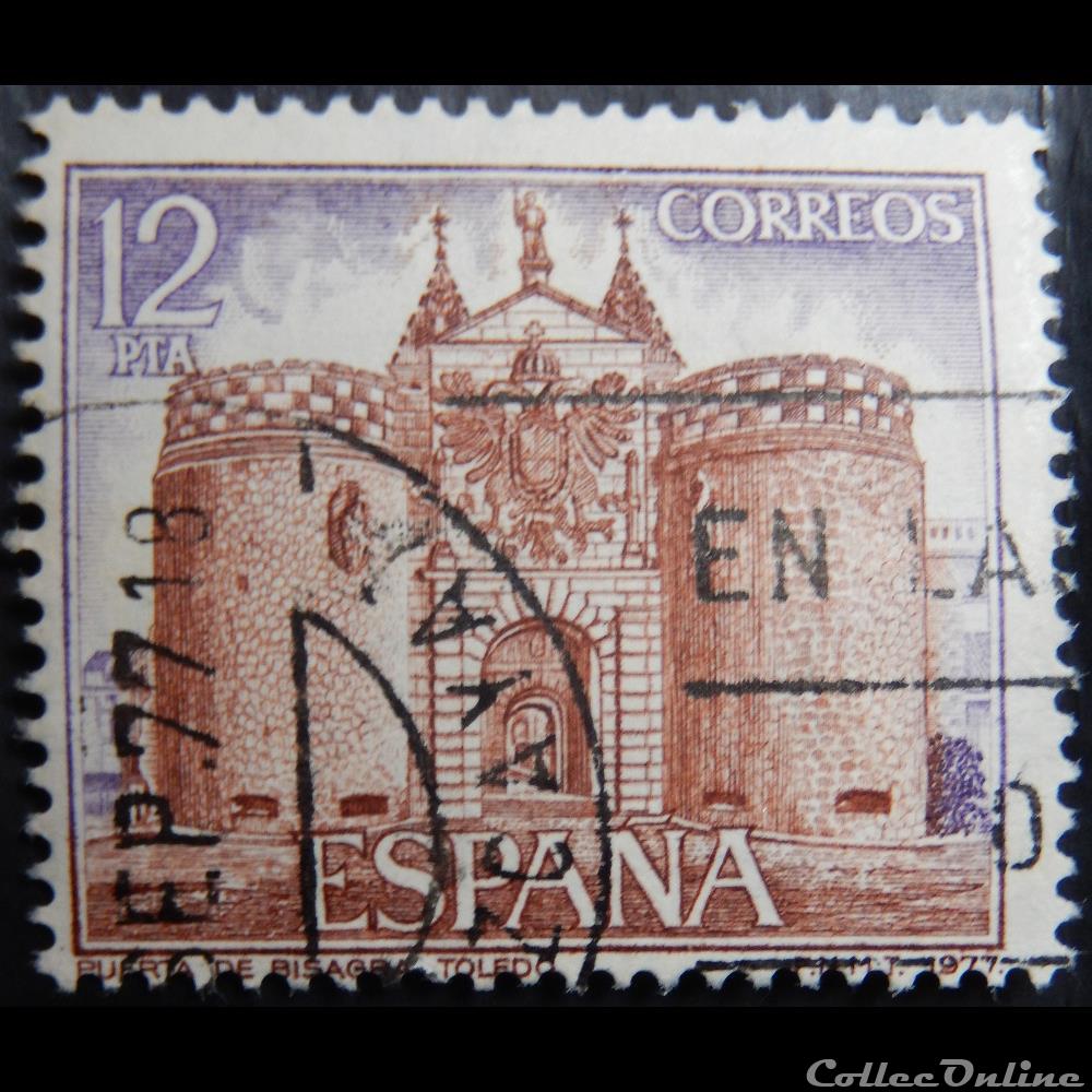Espagne 02068 pont levi de Toledo 12Ptas de 1977 timbre europe espagne 02068 pont levi de toledo 12ptas de 1977
