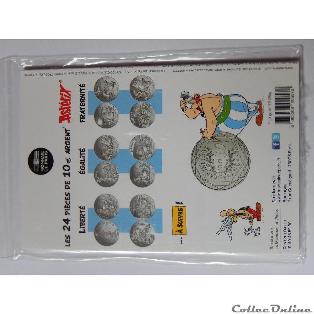 10 euros, Astérix et l'égalité Vaisselle 2015 3 monnaie france espagne 10 euros asterix et egalite vaisselle 2015