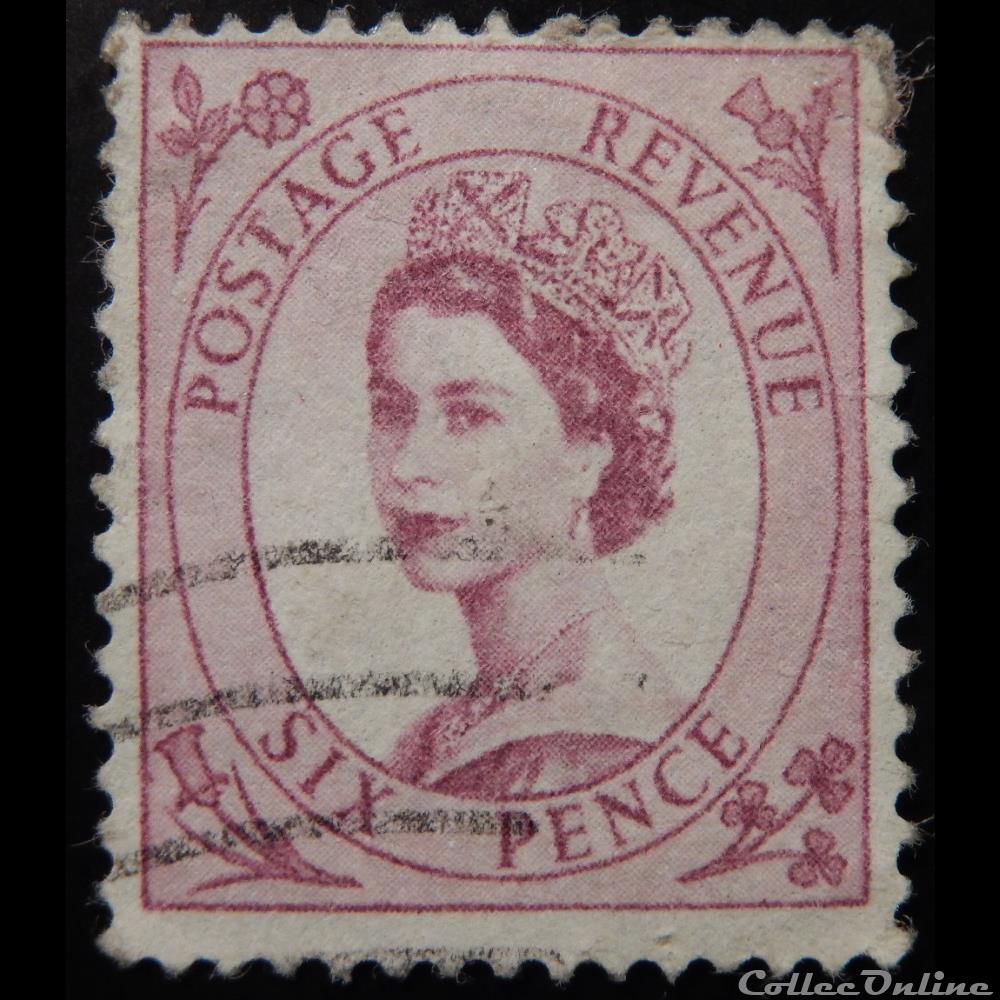 Royaume-Uni 00294 reine Elisabeth II 6d de 1955 timbre europe royaume uni 00294 reine elisabeth ii 6d de 1955