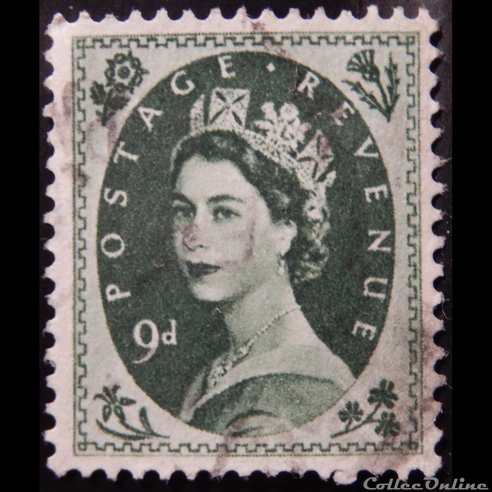 Royaume-Uni 00296 reine Elisabeth II 9d de 1955 timbre europe royaume uni 00296 reine elisabeth ii 9d de 1955