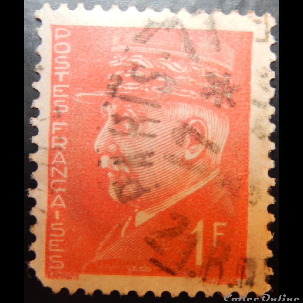 00514 Pétain, type Hourriez, 1 F rouge 3 timbre france 00514 petain type hourriez 1 f rouge