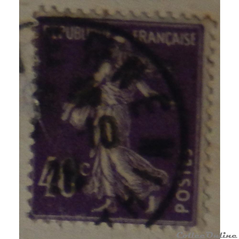 timbre france 00236 semeuse fond plein sans sol 40c violet de 1927
