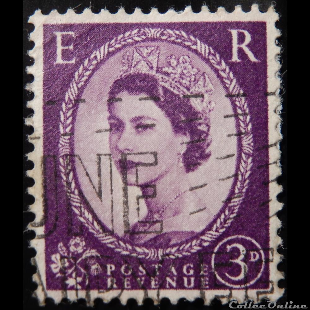 timbre europe royaume uni 00291a reine elisabeth ii 3d de 1955
