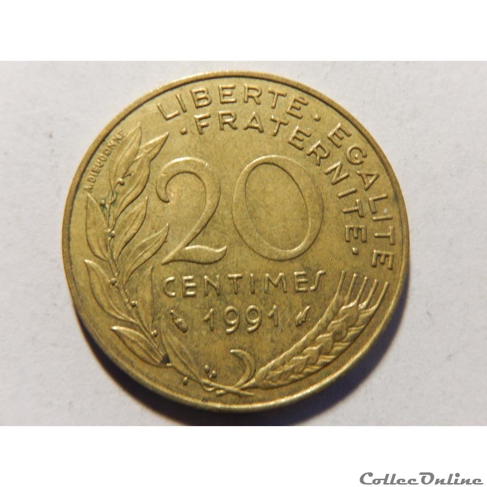 monnaie france moderne 20 centimes marianne 1991