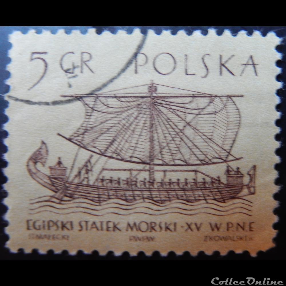 timbre europe pologne 01415 bateau egyptien 5gr de 1965