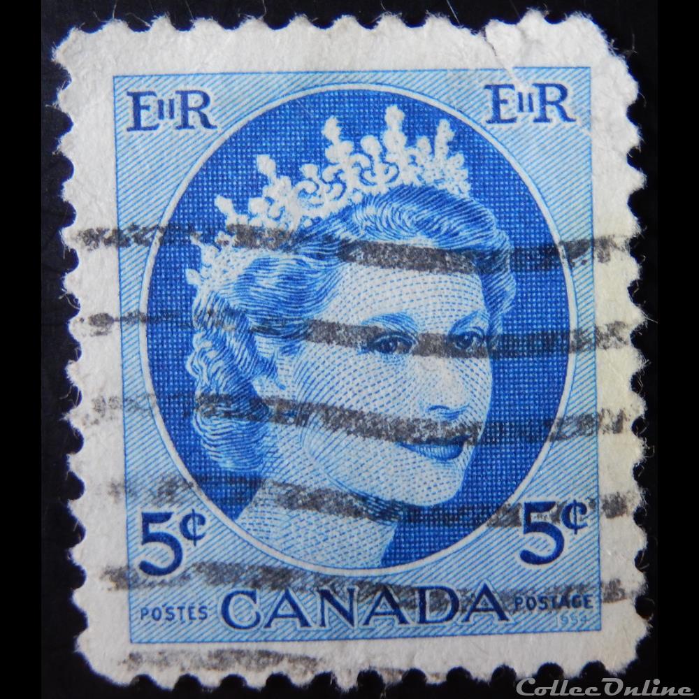 Canada 00271 reine Elisabeth II 5c de 1954 timbre amerique canadum canada 00271 reine elisabeth ii 5c de 1954