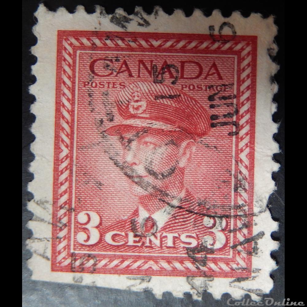 timbre amerique canadum canada 00207 roi george vi 3c de 1942