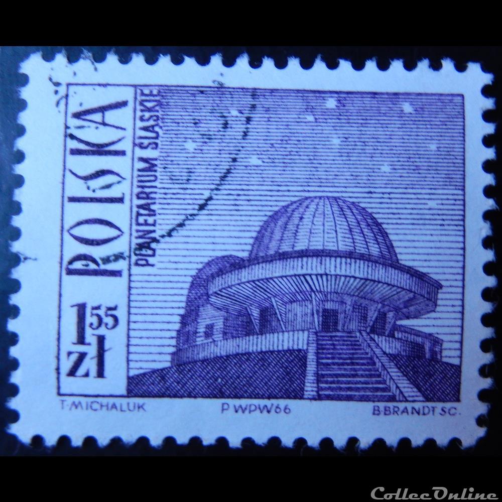 Pologne 01562 planétarium de Katowice 1.55Zt de 1966 timbre europe pologne 01562 planetarium de katowice 1 55zt de 1966