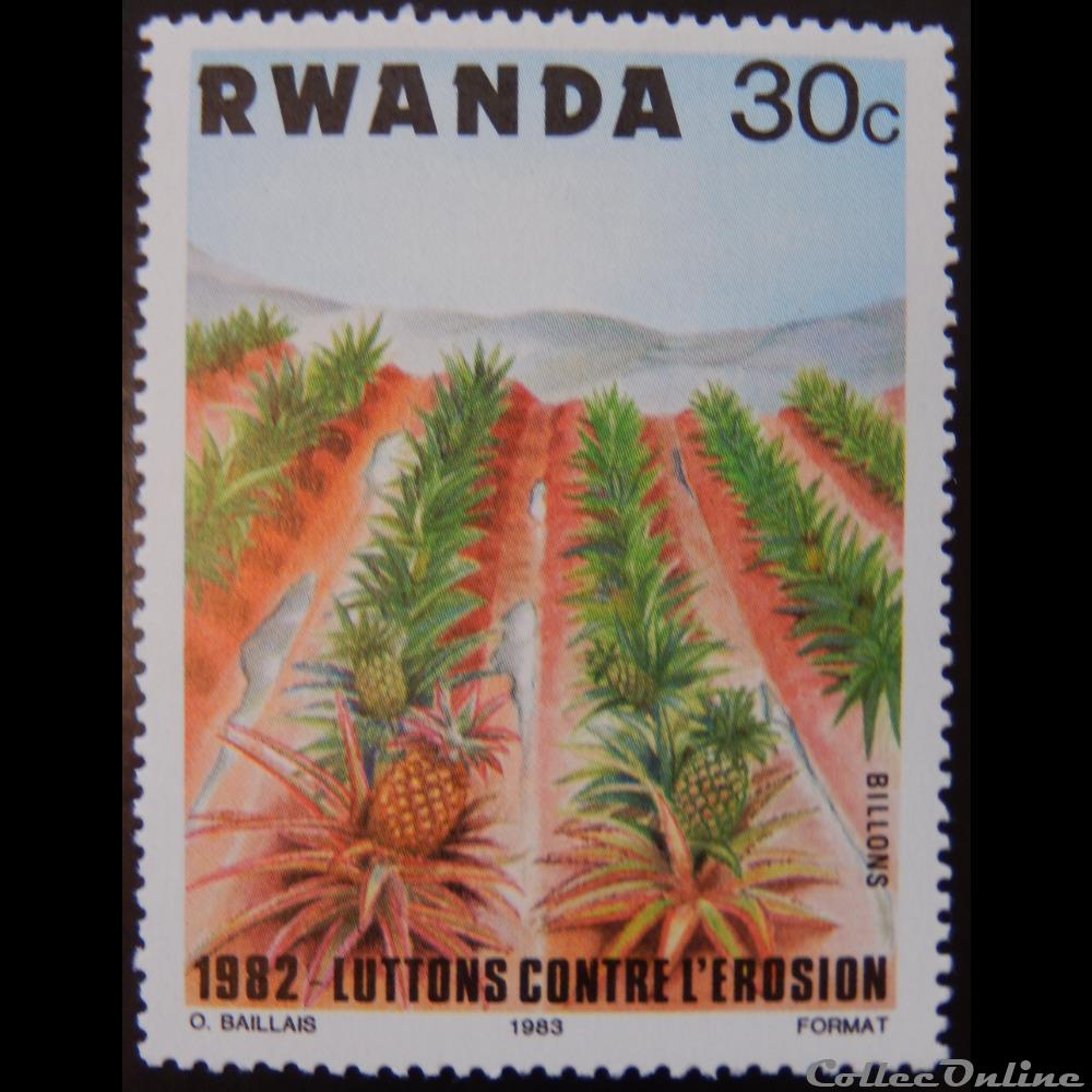 Rwanda 01100 plantation d'Ananas 30c de 1983 timbre afrique rwandum rwanda 01100 plantation ananas 30c de 1983