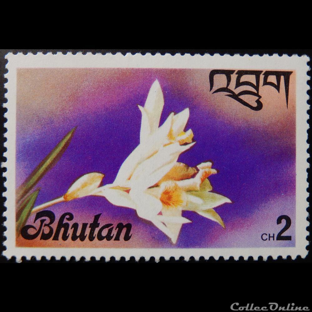 timbre asie bhoutan 00509 orchide thunia alba 2ch 1976