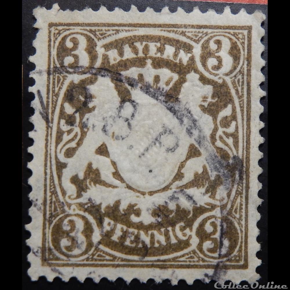 timbre europe allemagne baviere 00060 armoirie 3pf de 1890