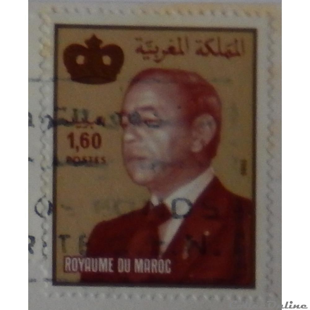 Maroc 01021 roi Hassan II 1.60d de 1987 timbre afrique maroc 01021 roi hassan ii 1 60d de 1987
