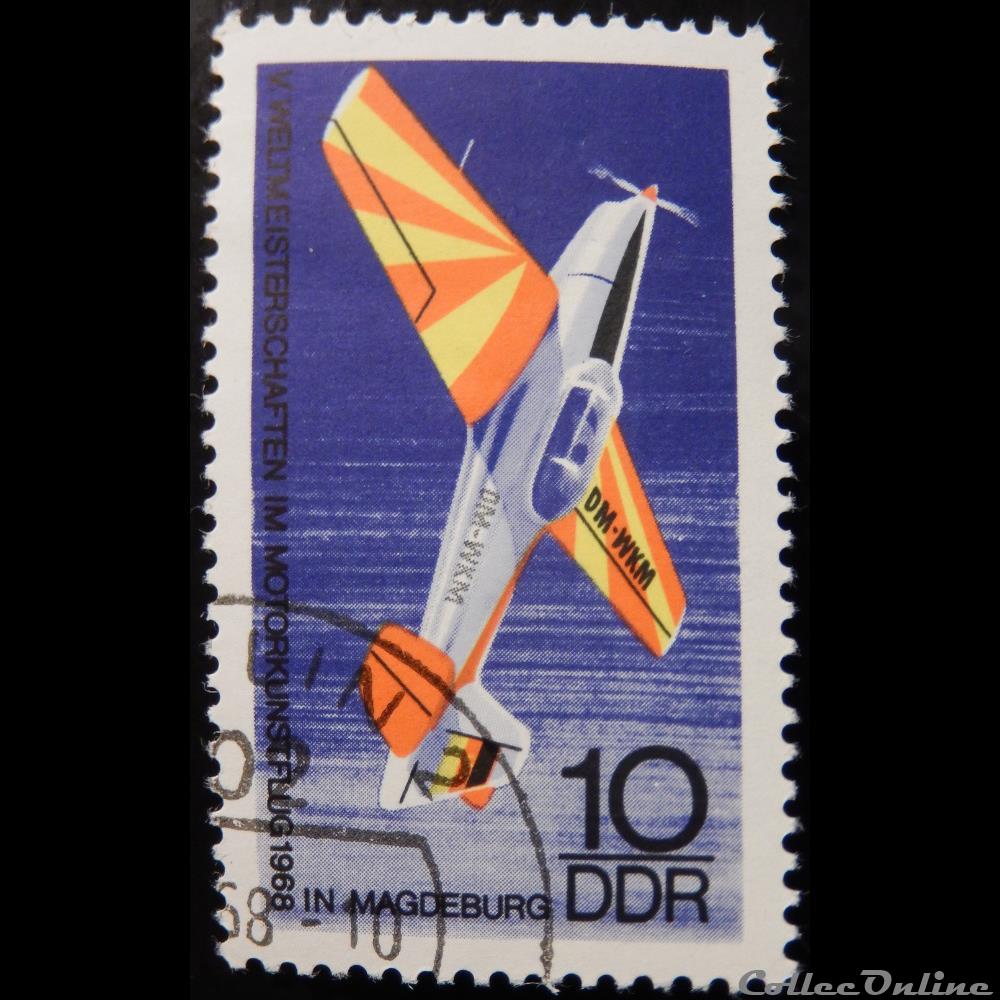 Allemagne RDA 01087 avion, vol acrobatique 10pf de 1968 timbre europe allemagne rda 01087 avion vol acrobatique 10pf de 1968