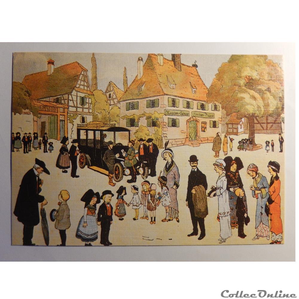 CP Hansi, Visite d'un village en Alsace ... carte postale france cp hansi visite un village en alsace
