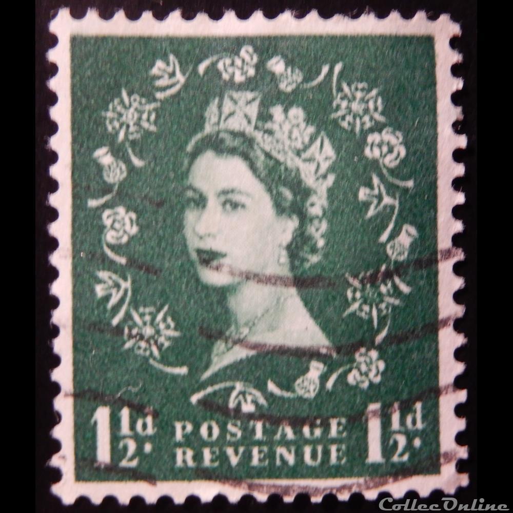 timbre europe royaume uni 00289 reine elisabeth ii 1 1 2d de 1955