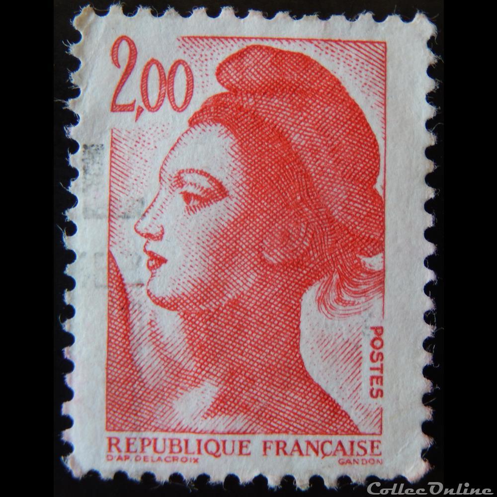 02274 République, type Liberté - 2F00 rouge-carmin de 1983 2 timbre france 02274 republique type liberte 2f00 rouge carmin de 1983
