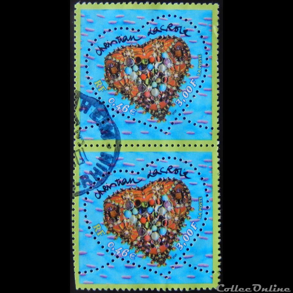 timbre france 03368 saint valentin le coeur de christian lacroix 3f 0 46 de 2001