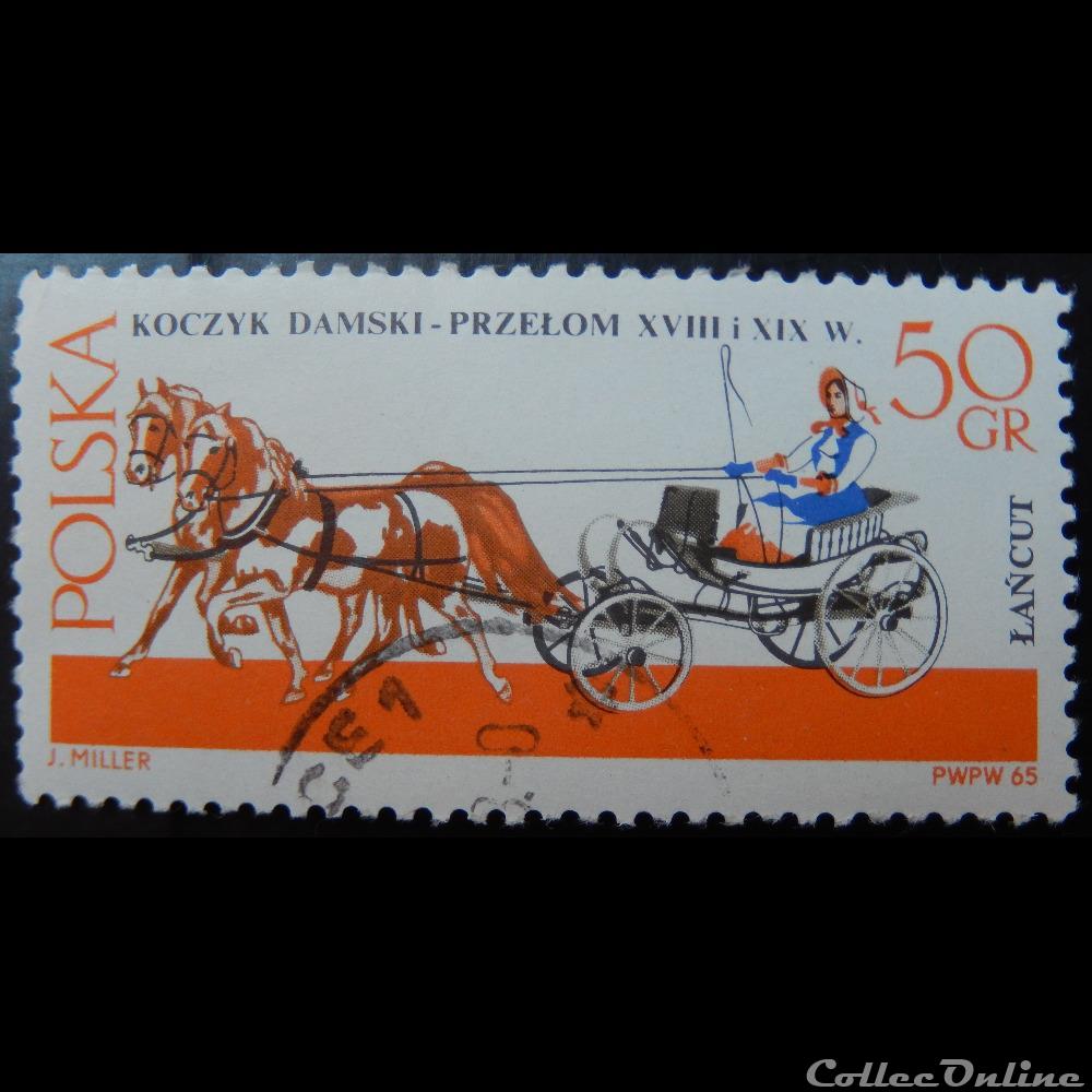 timbre europe pologne 01497 caleche 50gr de 1965
