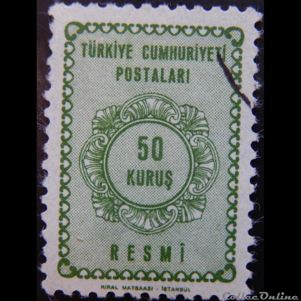 timbre asie turquie s0091 officiel vert 50 kurus de 1964
