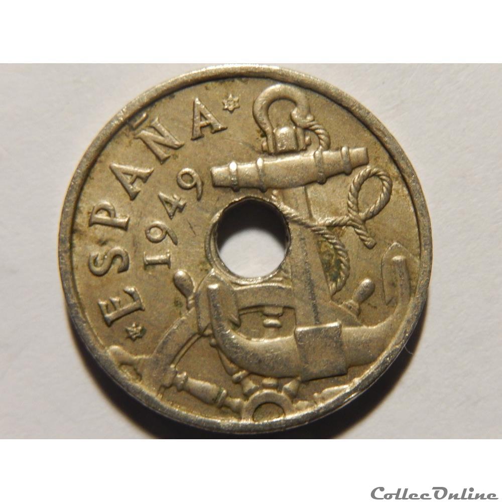 Espagne, 50 centimos de 1949 2 monnaie monde espagne 50 centimos de 1949