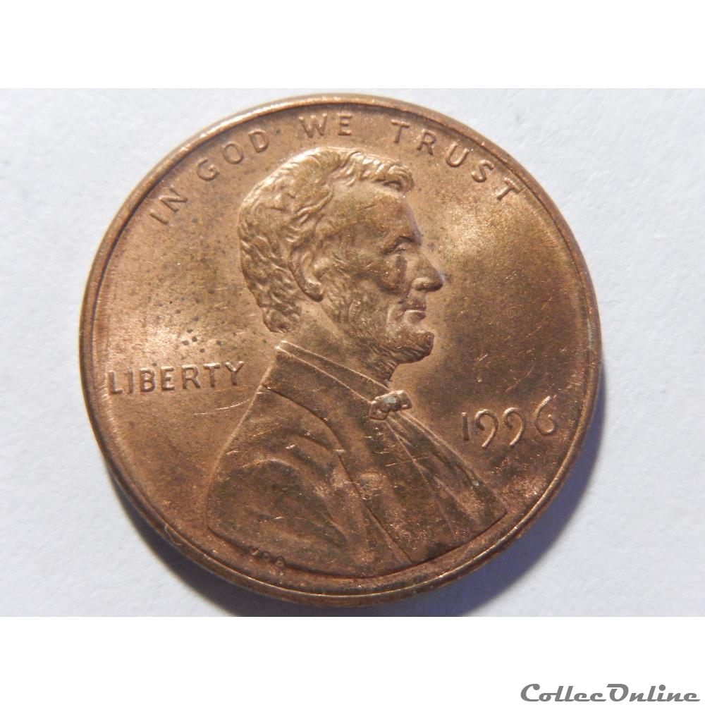 1 cent de 1996 2 monnaie monde etat uni 1 cent de 1996