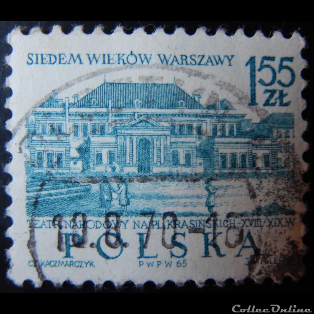 Pologne 01455 théatre national de Varsovie 1.55Zt de 1965 timbre europe pologne 01455 theatre national de varsovie 1 55zt de 1965