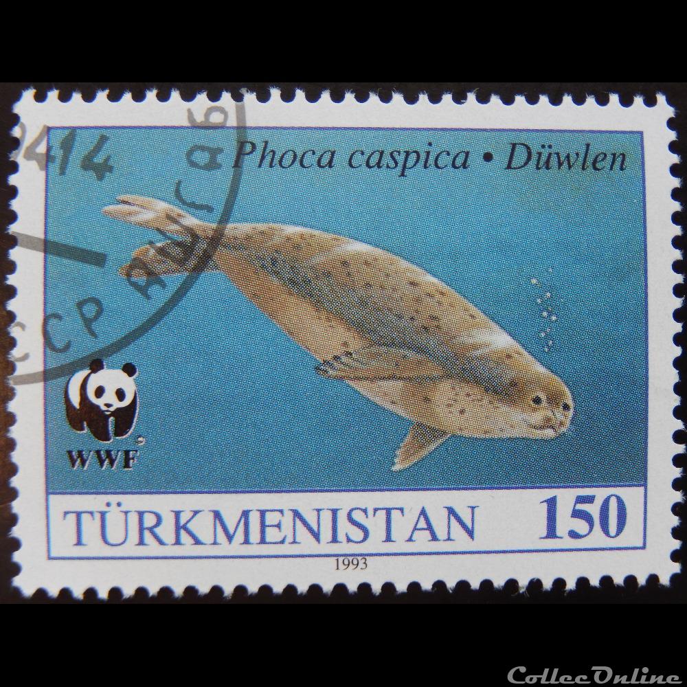 Turkménistan 00043 Phoque de la Caspienne 150 R de 1993 timbre asie turkmenistan 00043 phoque de la caspienne 150 r de 1993
