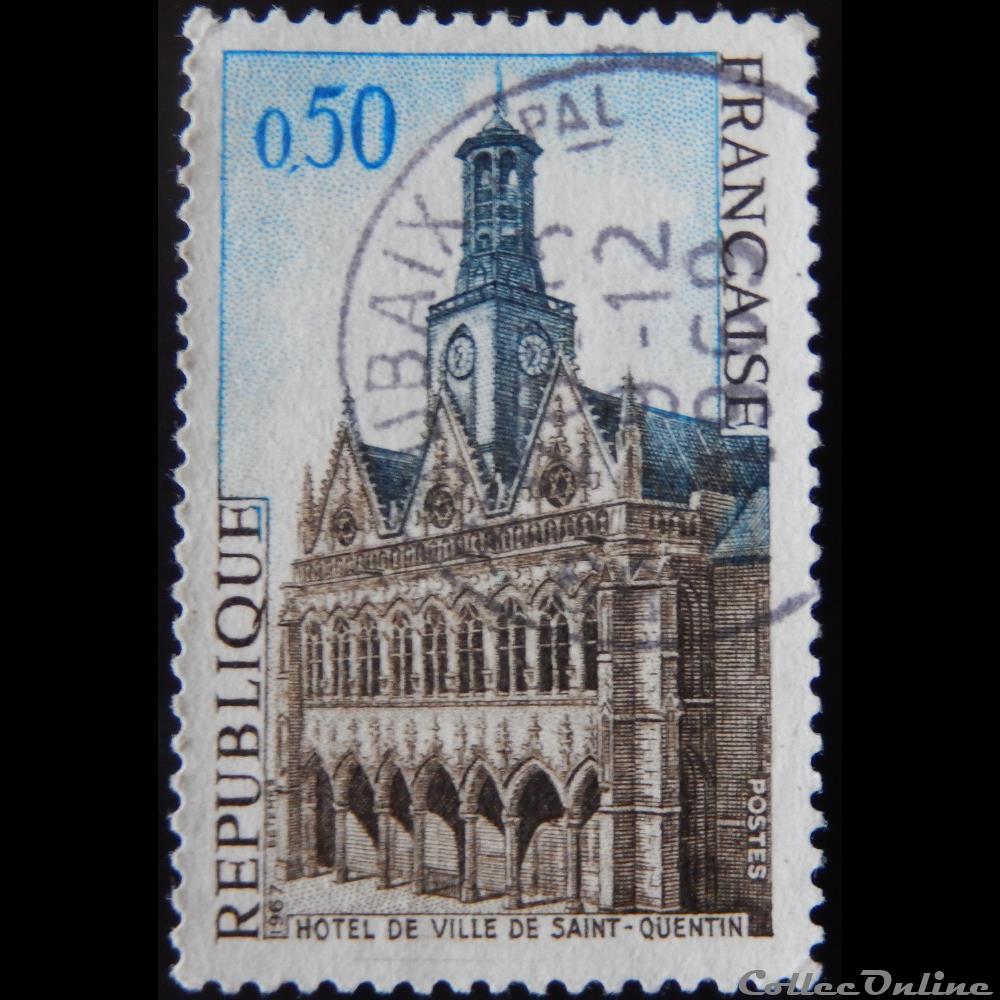 timbre france 01499 saint quentin l hotel de ville 0 50f de 1967