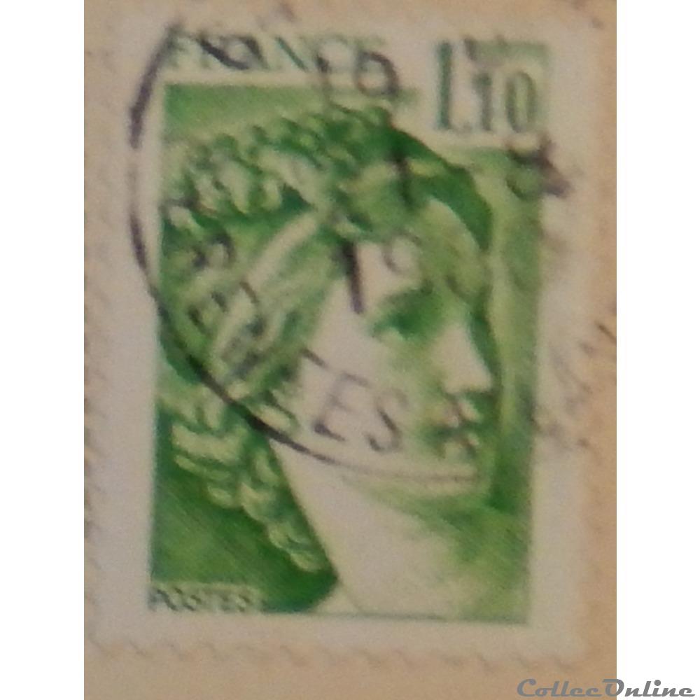 timbre france 02058 sabine de gandon 1 10f vert de 1979