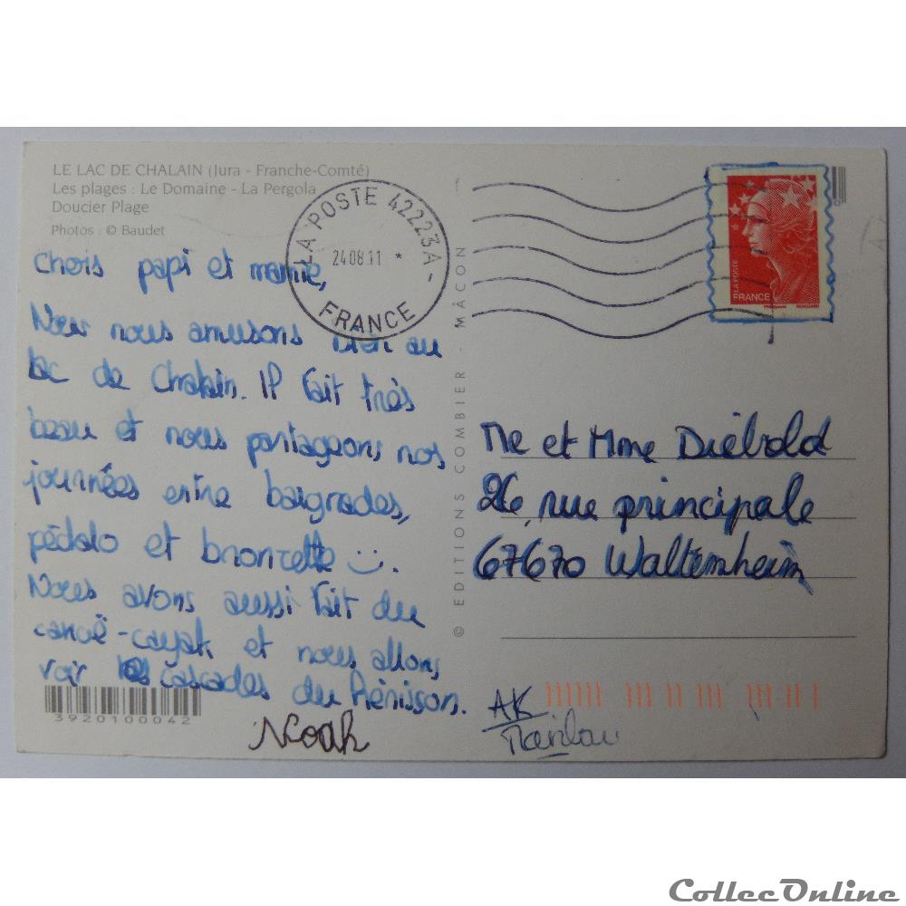 carte postale france franche comte cp du jura le lac chalain
