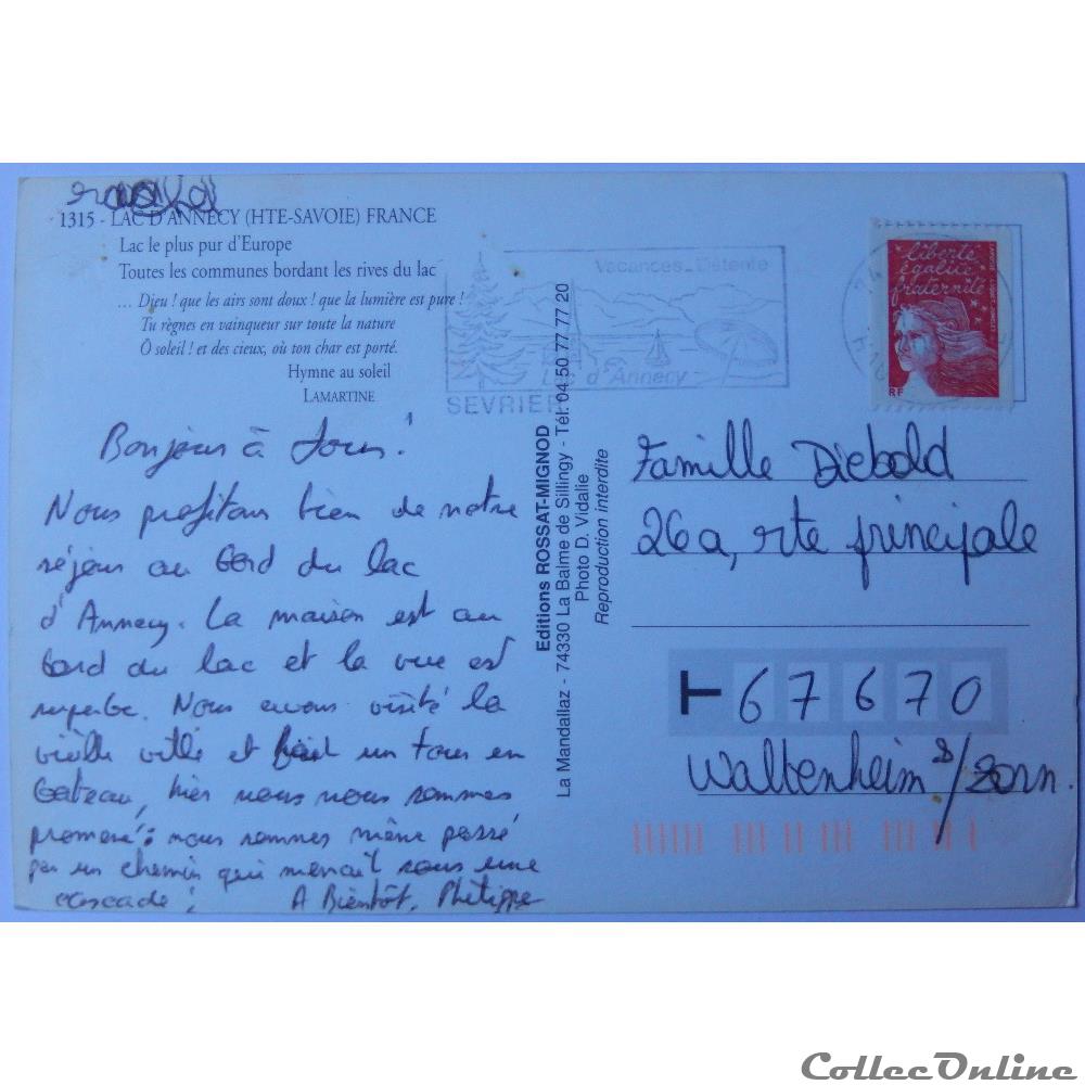 carte postale france rhone alpe cp de haute savoie lac annecy