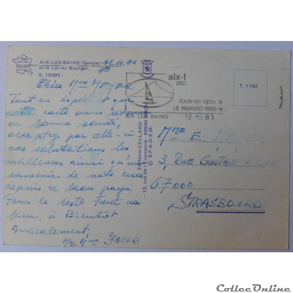 carte postale france rhone alpe cp de savoie aix les bains lac du bourget