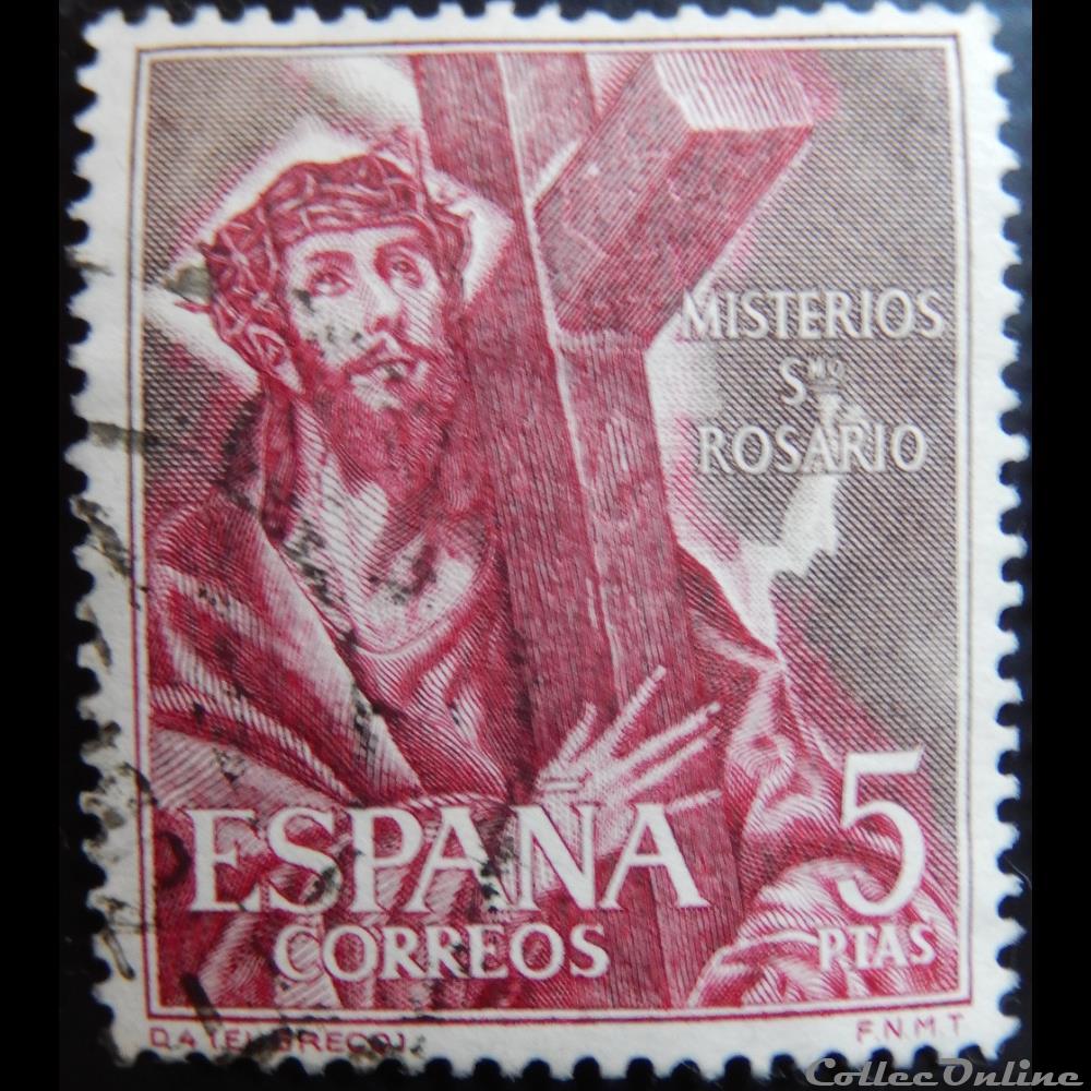 Espagne 01142 mystère du St Rosaire 5Ptas de 1962 timbre europe espagne 01142 mystere du st rosaire 5ptas de 1962