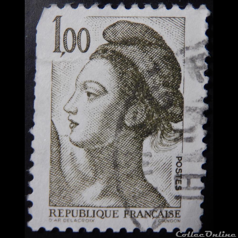 02185 La République, type Liberté - 1F olive foncé timbre france 02185 la republique type liberte 1f olive fonce