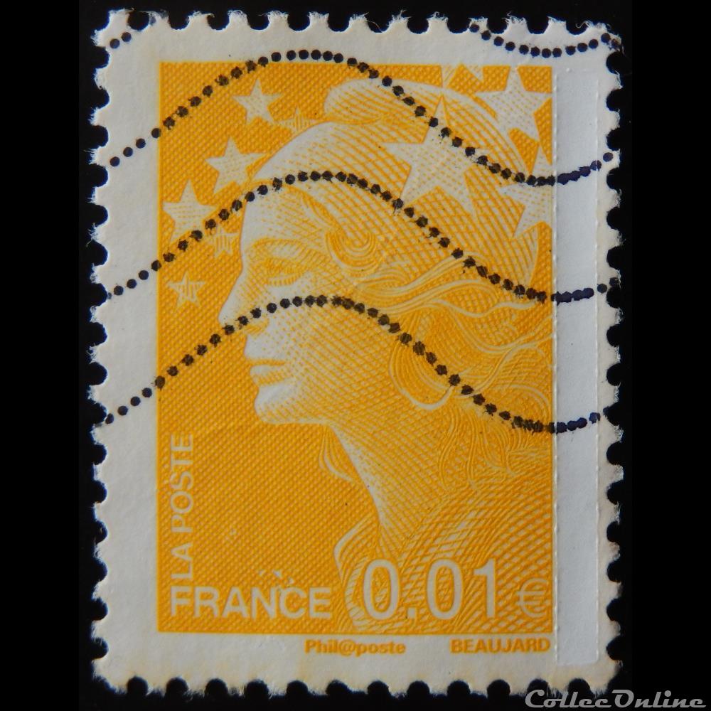 04226 Marianne de Beaujard 0,01 euro jaune timbre france 04226 marianne de beaujard 0 01 euro jaune