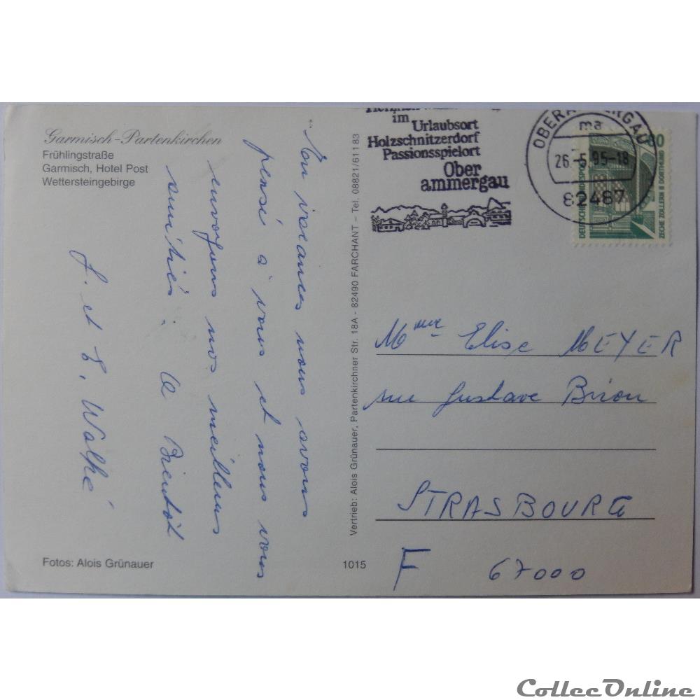 carte postale europe bretagne cp allemagne baviere garmisch partenkirchen