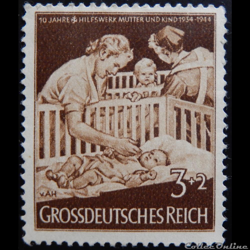 Allemagne Reich 00786 nurserie 3+2pf de 1944 timbre europe allemagne reich 00786 nurserie 3 2pf de 1944