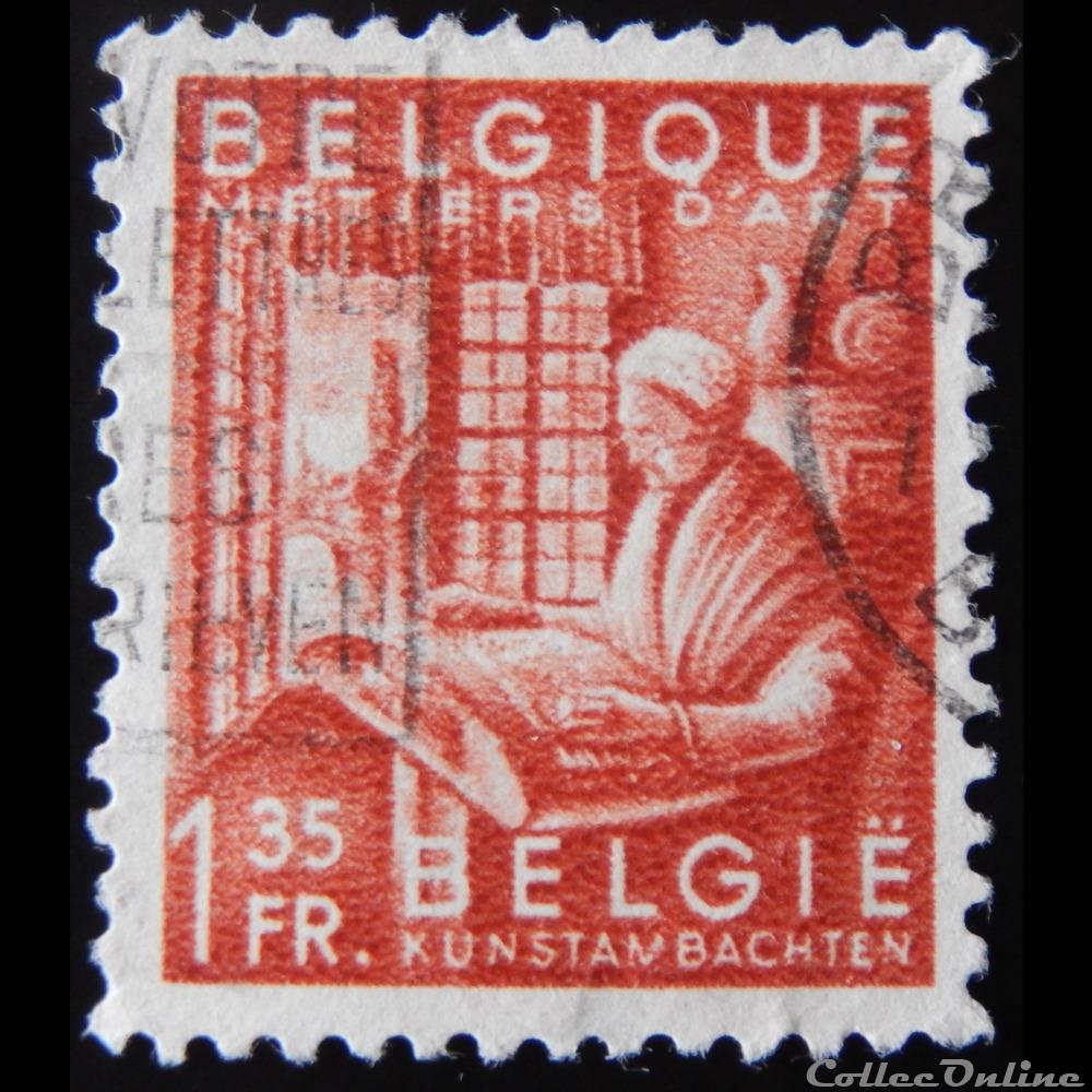 Belgique 00763 métiers d'art 1.35F de 1948 timbre europe belgique 00763 metiers art 1 35f de 1948