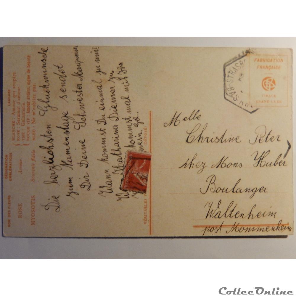 carte postale midi pyrenee cpa de voeux avec un bouquet de fleurs