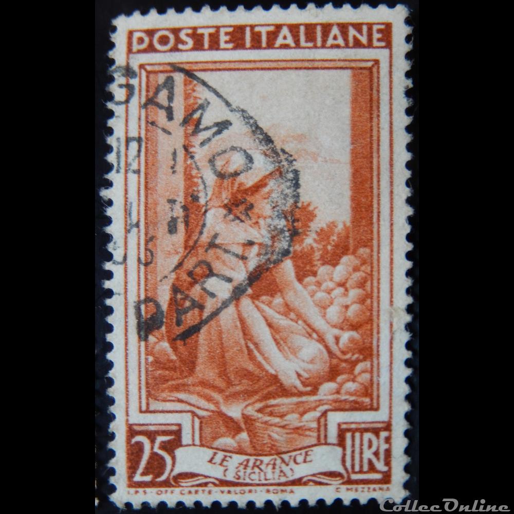 timbre europe italie 00581 sicile les oranges 25 lires de 1950