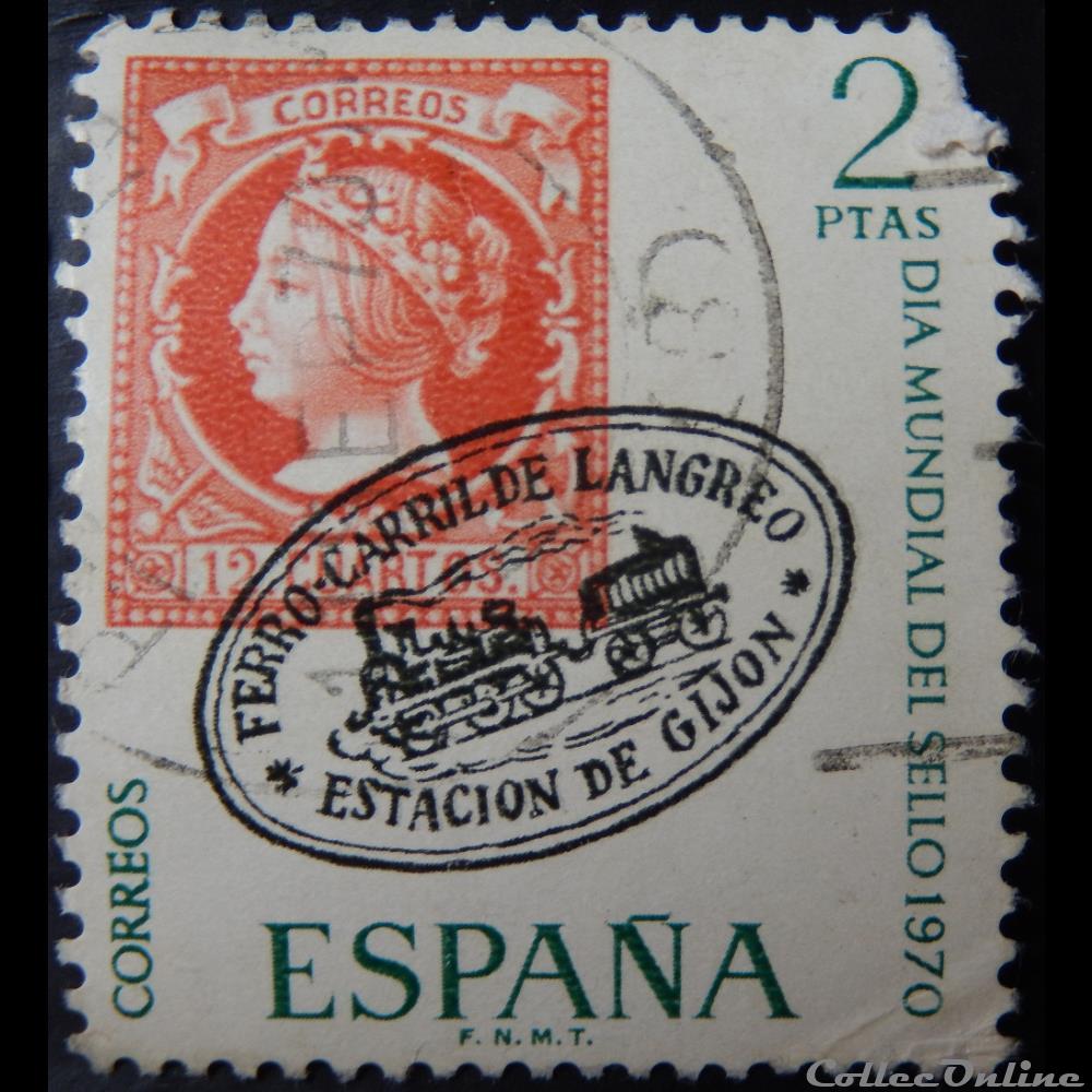 Espagne 01623 journée mondiale du timbre 2Ptas de 1970 europe espagne 01623 journee mondiale du timbre 2ptas de 1970