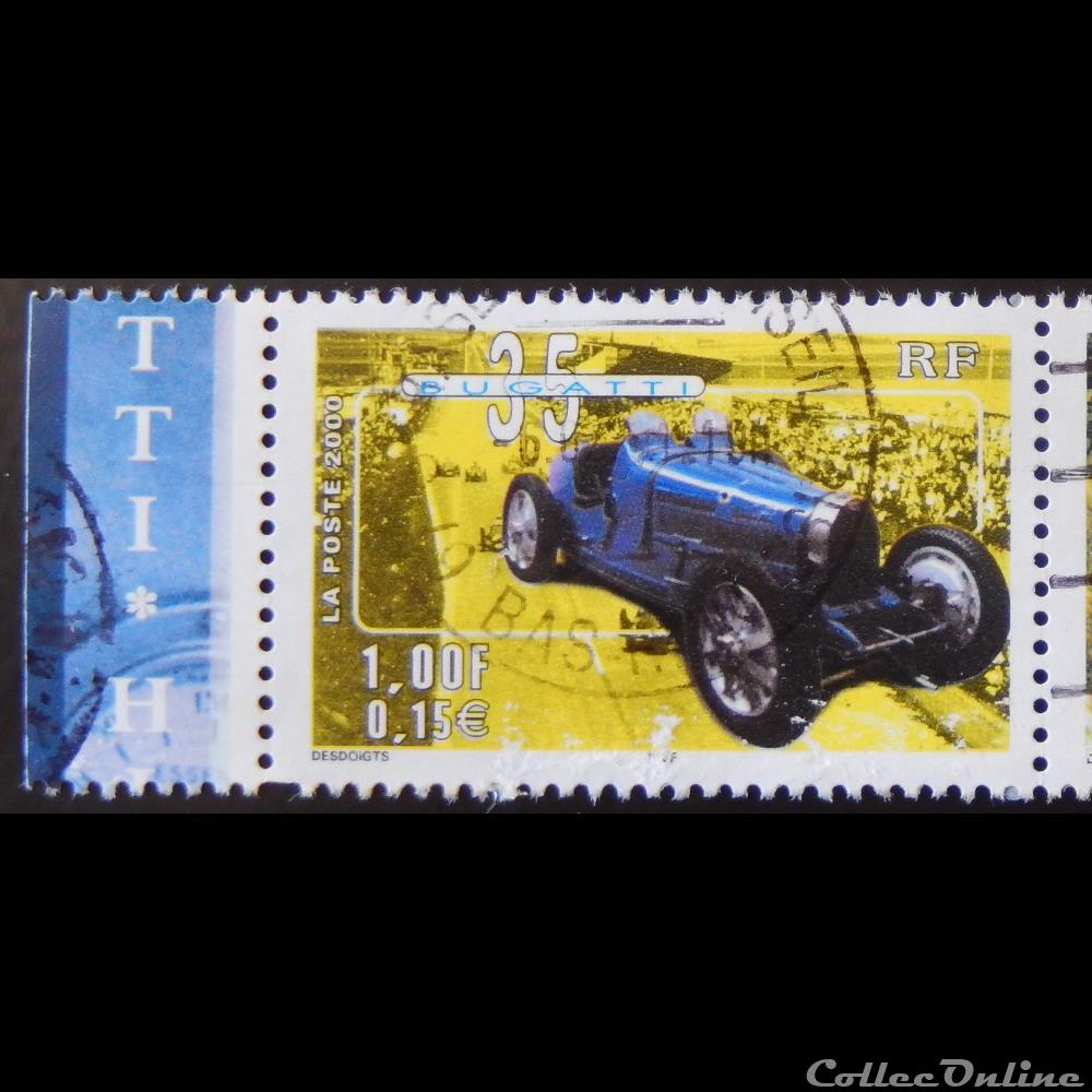 timbre france 03317 voitures anciennes bugatti 35 1f 0 15