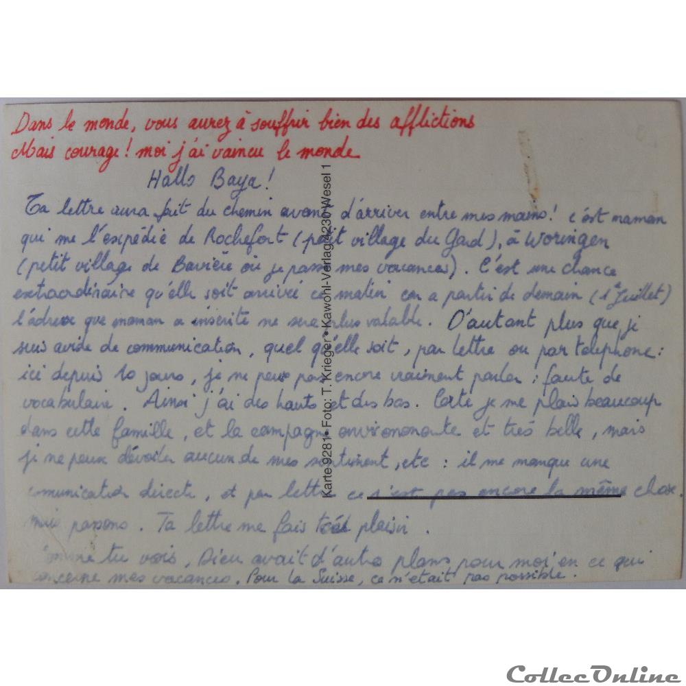 carte postale europe lorraine cp citation biblique en allemand paysage