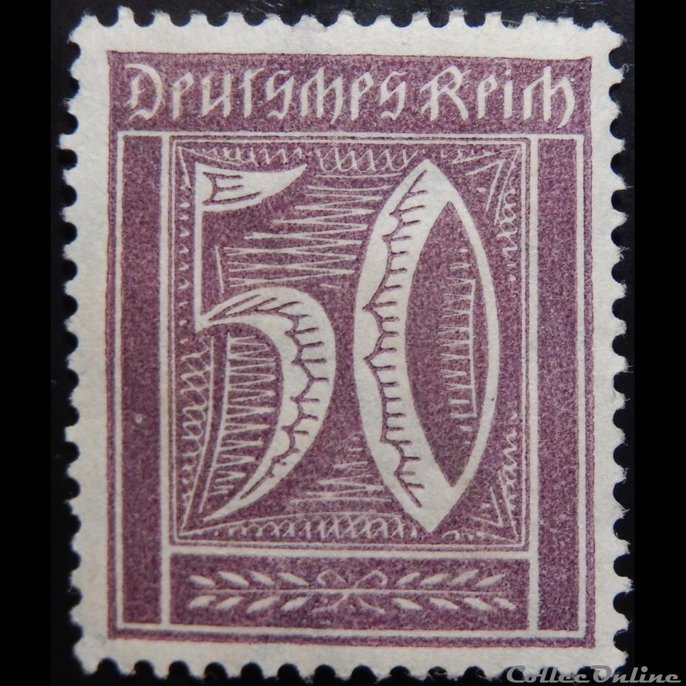 Allemagne Reich 00144 chiffre 50pf de 1921 timbre europe allemagne reich 00144 chiffre 50pf de 1921