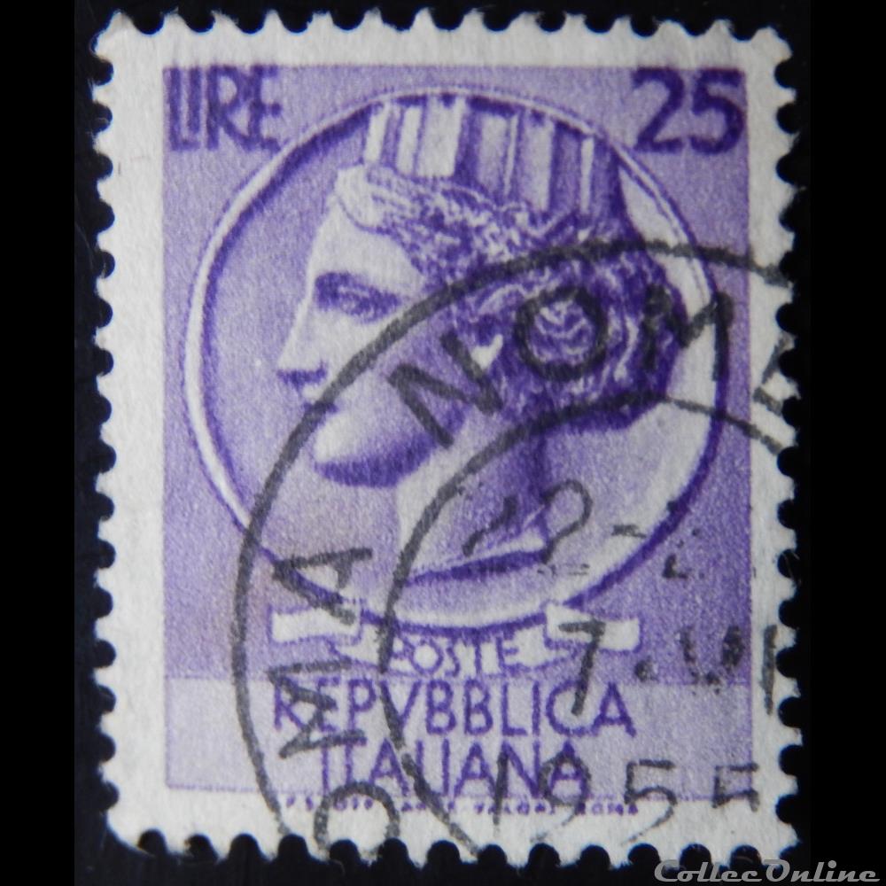 Italie 00652 pièce de Syracuse 25 lires de 1953 4 timbre europe italie 00652 piece de syracuse 25 lires de 1953