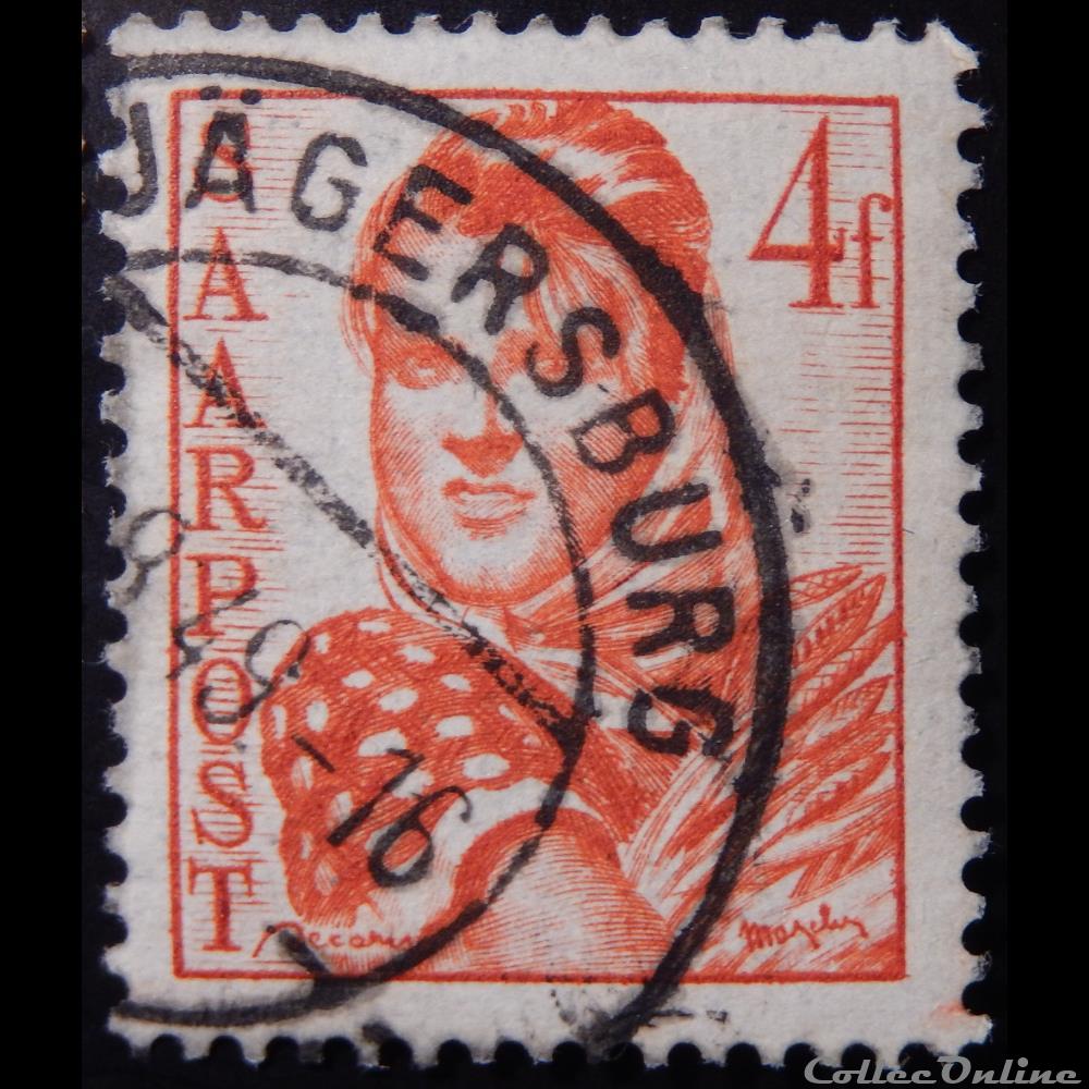 Allemagne Sarre 00236 femme avec gerbe 4f de 1948 timbre europe allemagne sarre 00236 femme avec gerbe 4f de 1948